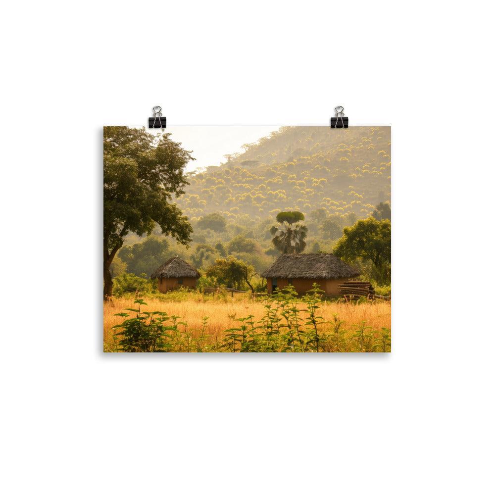 Guinea Rural Village Golden Morning Poster - Oh Posters