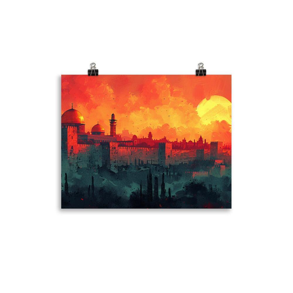 Israel Jerusalem Skyline at Sunset Poster - Oh Posters