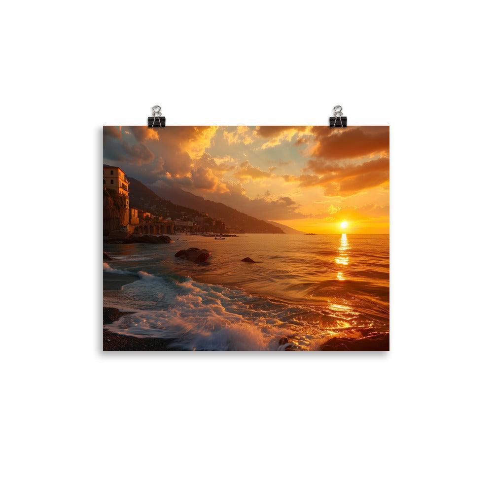 Italy Amalfi Coast Dramatic Sunset Beach Poster - Oh Posters