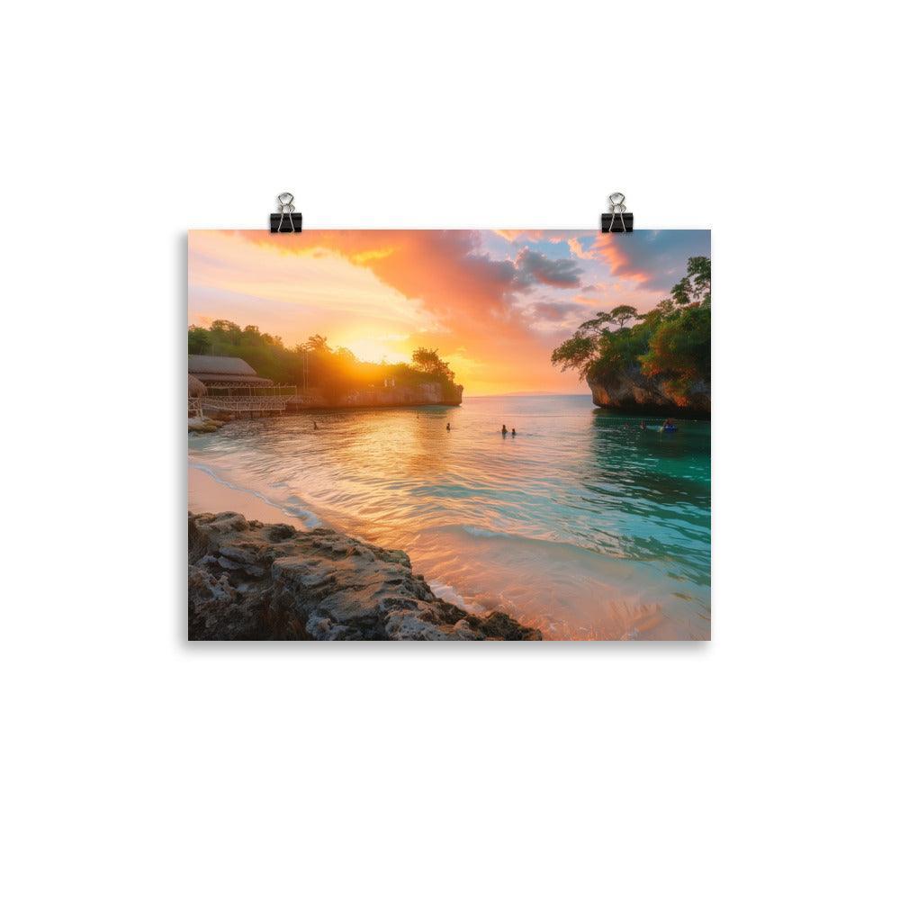 Jamaica Sunset Beach Cove Paradise Poster - Oh Posters