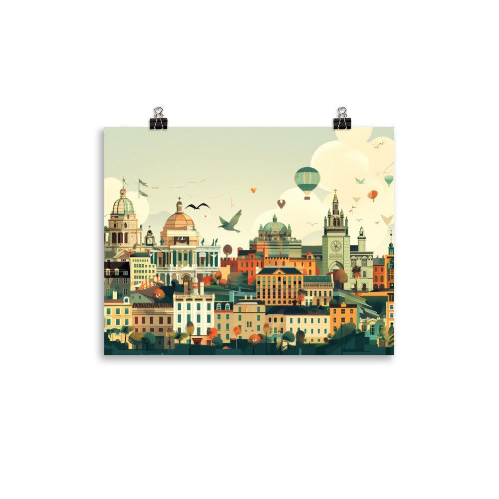 Ireland Historic Skyline Hot Air Balloons Poster - Oh Posters