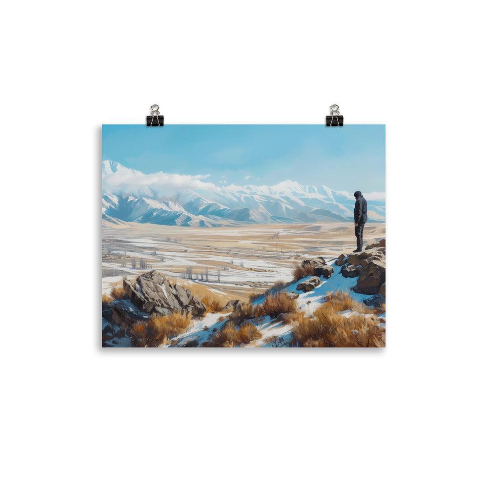 Kazakhstan Mountain Landscape Explorer Art Poster - Oh Posters