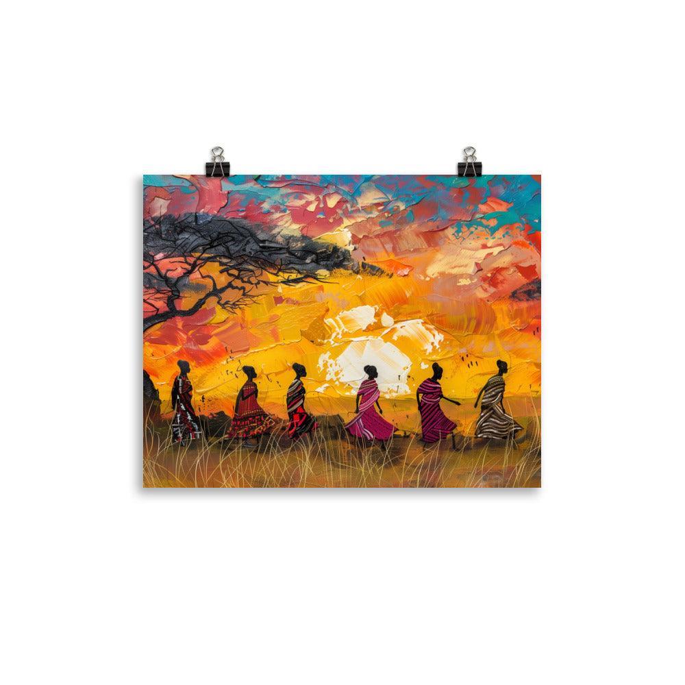 Kenya Maasai Women Sunset Silhouette Poster - Oh Posters