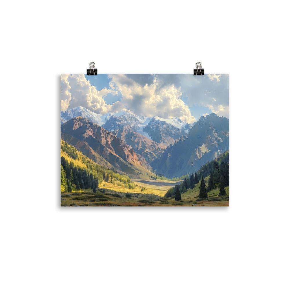 Kyrgyzstan Majestic Mountain Valley Scenic Poster - Oh Posters