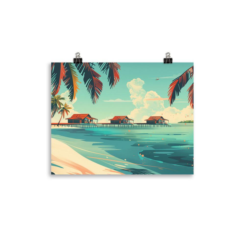 Maldives Overwater Bungalows Tropical Beach Poster - Oh Posters