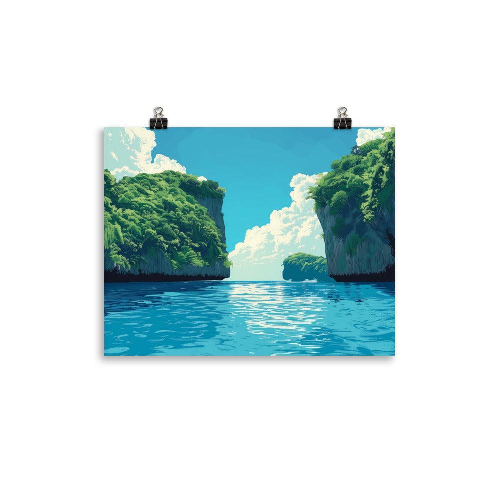 Palau Tropical Lagoon with Lush Cliffs Poster - Oh Posters