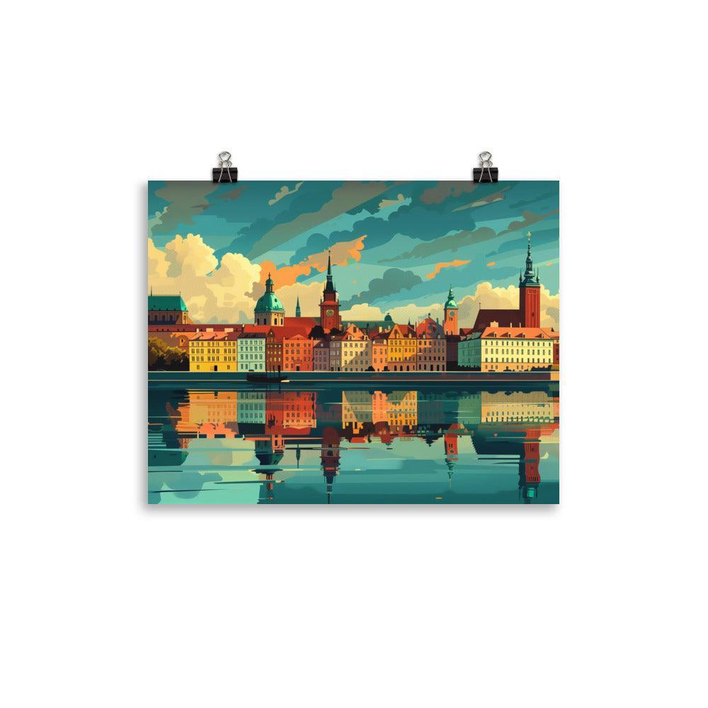 Poland Historic Waterfront Skyline Poster - Oh Posters