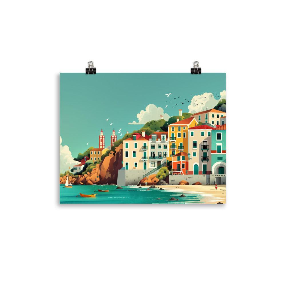 Portugal Coastal Town Vibrant Seaside Poster - Oh Posters