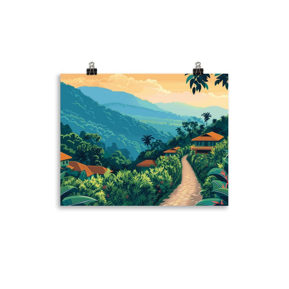 Rwanda Lush Mountain Village Scenic Poster - Oh Posters