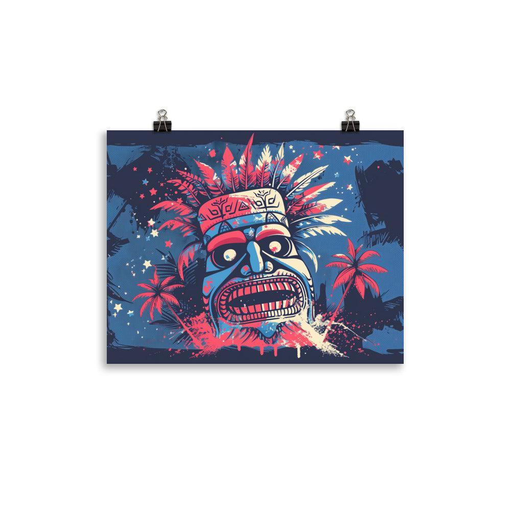 Samoan Tribal Mask Tropical Night Poster - Oh Posters