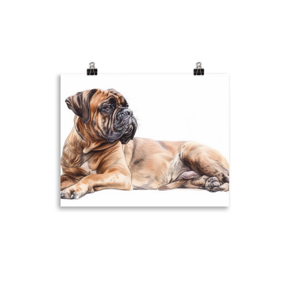 Bullmastiff Sketch Style Drawing Poster - Oh Posters