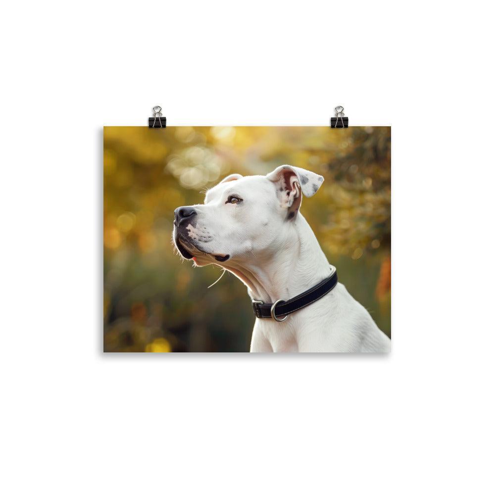 Dogo Argentino Close-Up in Sunlit Garden Portrait Poster - Oh Posters