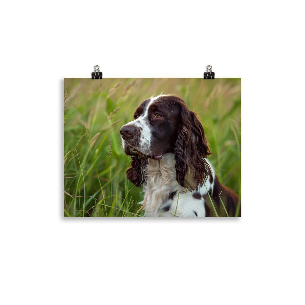 English Springer Spaniel in Tall Grass Portrait Poster - Oh Posters