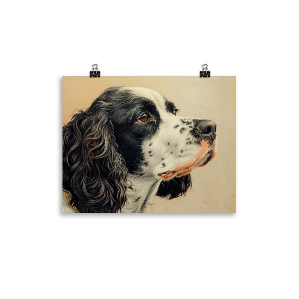 English Springer Spaniel Realistic Painting Side Profile Poster - Oh Posters