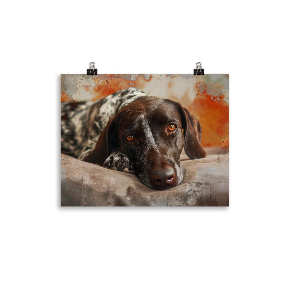 German Shorthaired Pointer Resting on Artistic Background Poster - Oh Posters