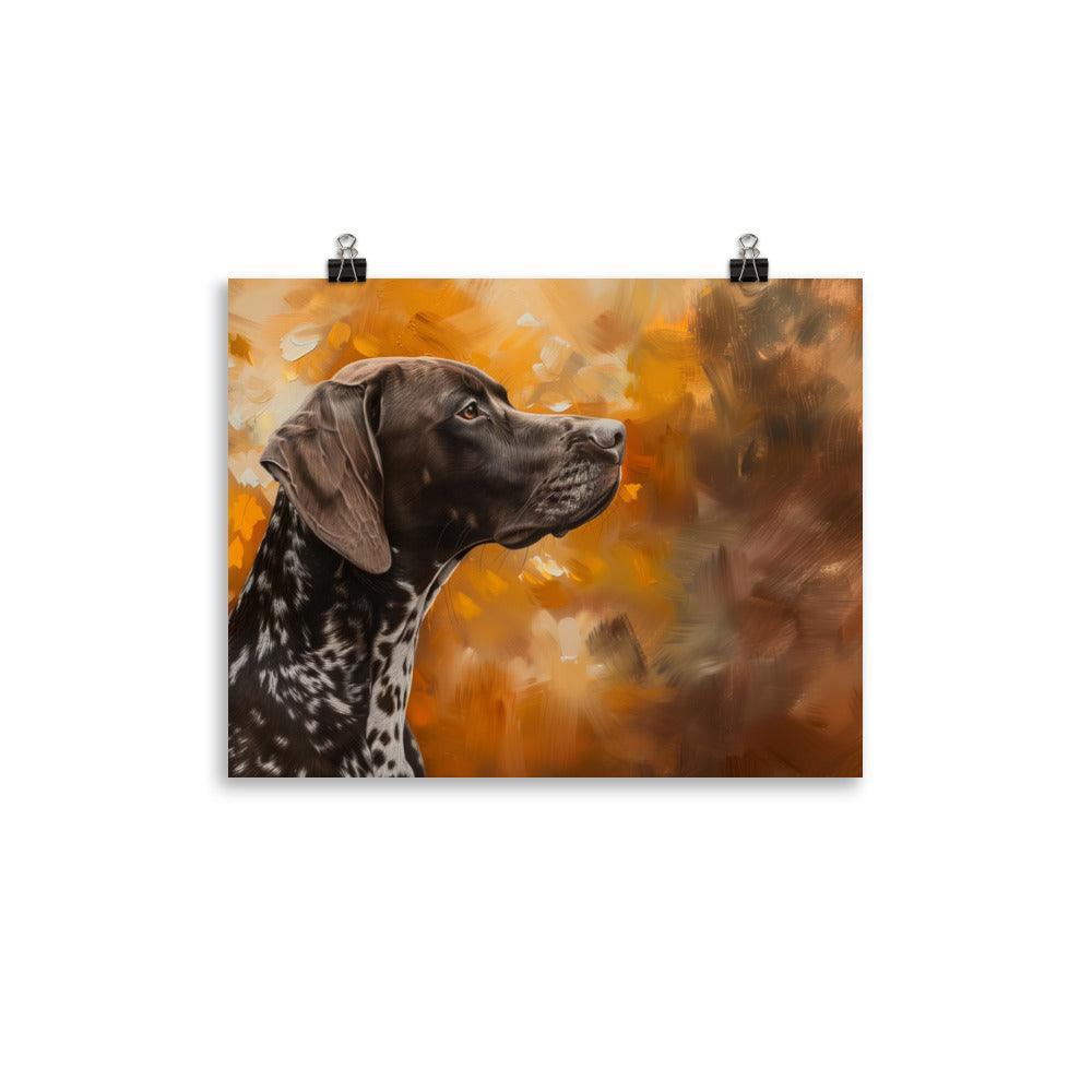 German Shorthaired Pointer Side Profile Autumn Painting Poster - Oh Posters