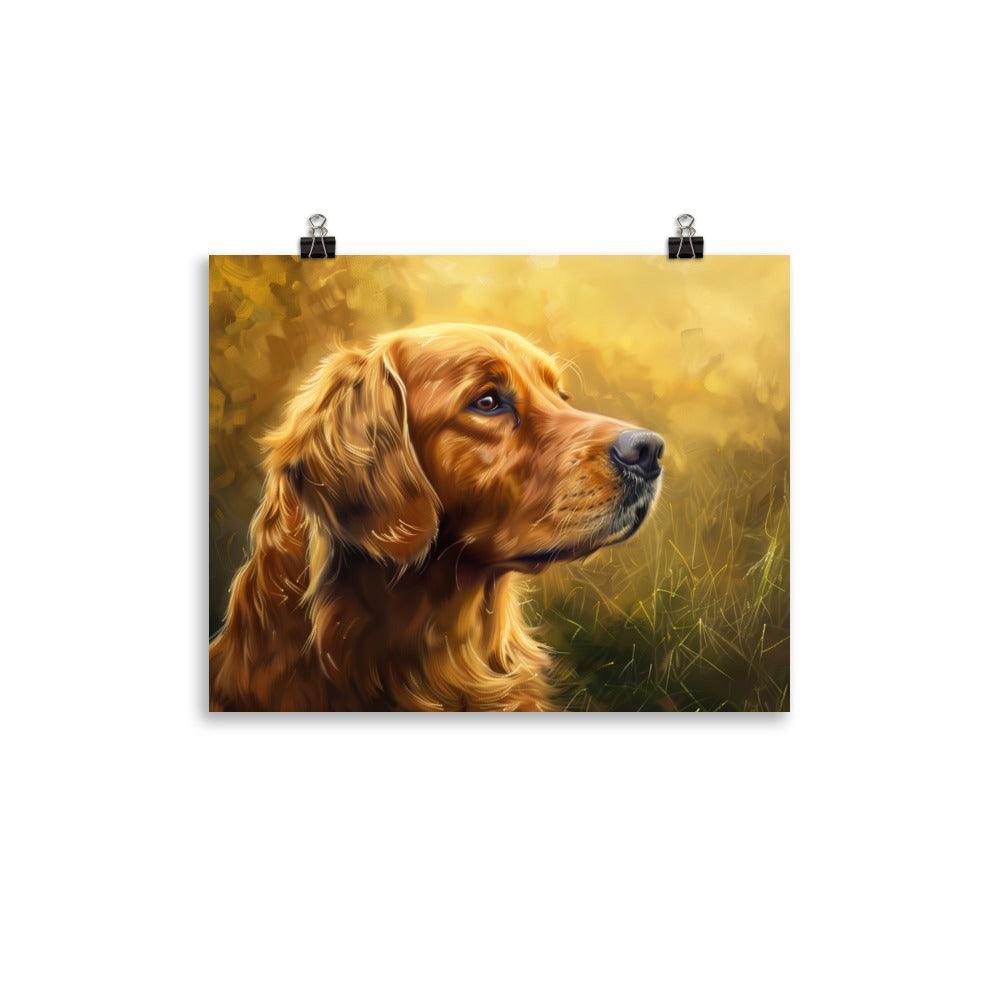 Golden Retriever Sunlit Side Profile Painting Poster - Oh Posters