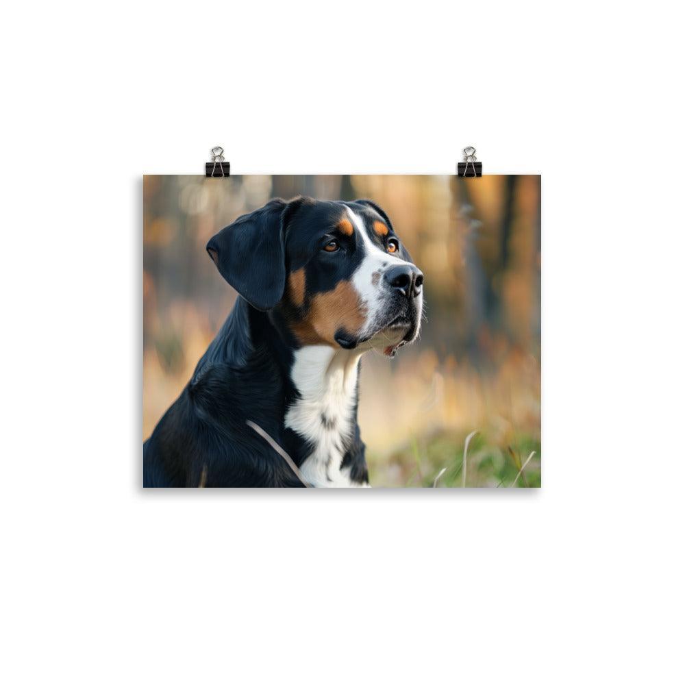 Greater Swiss Mountain Dog Autumn Portrait Poster - Oh Posters