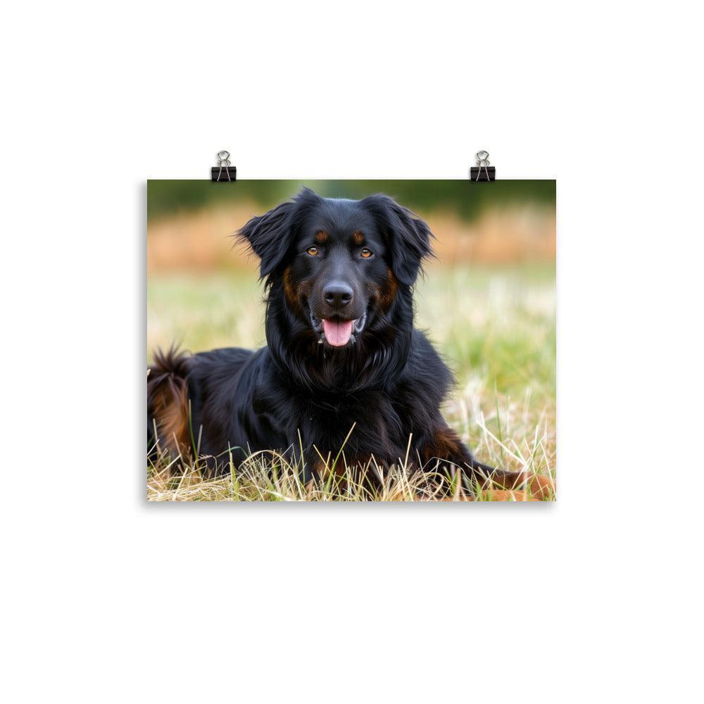 Hovawart Dog Relaxing in Field Photograph Poster - Oh Posters