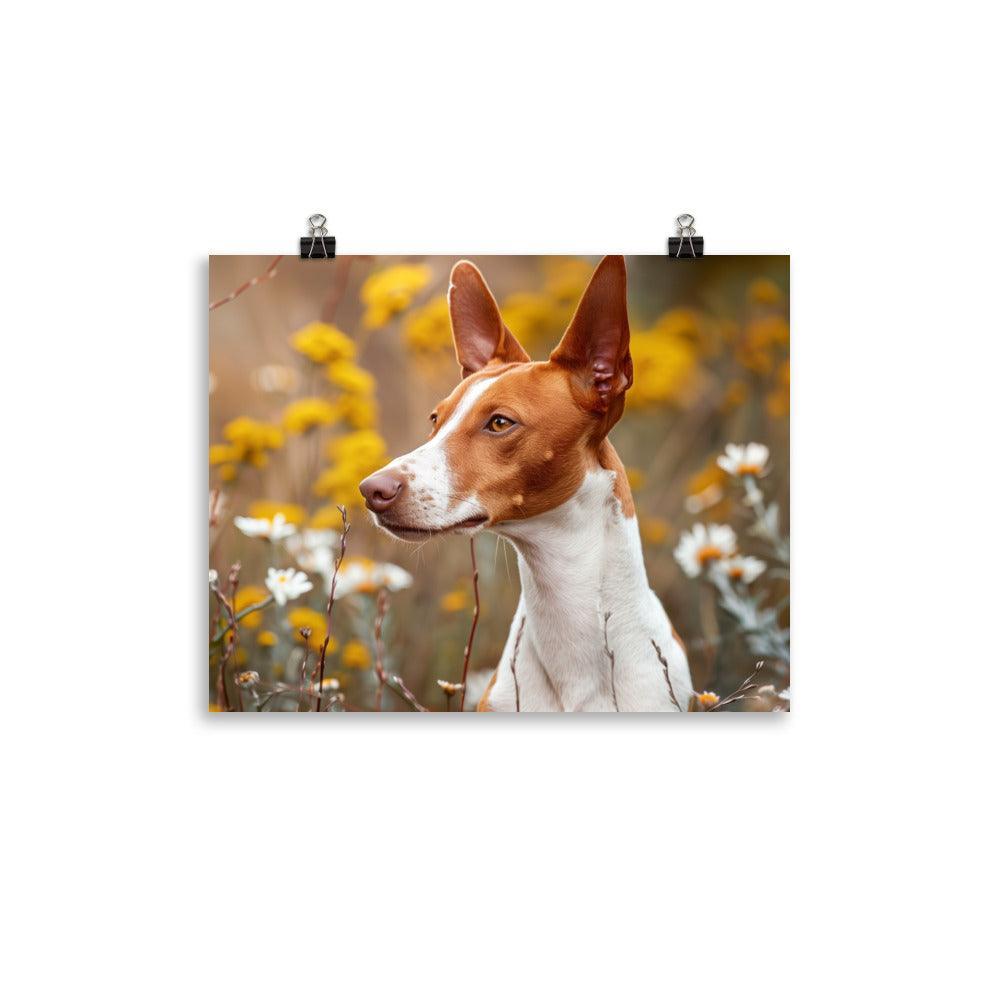 Ibizan Hound in Wildflower Field Photography Poster - Oh Posters