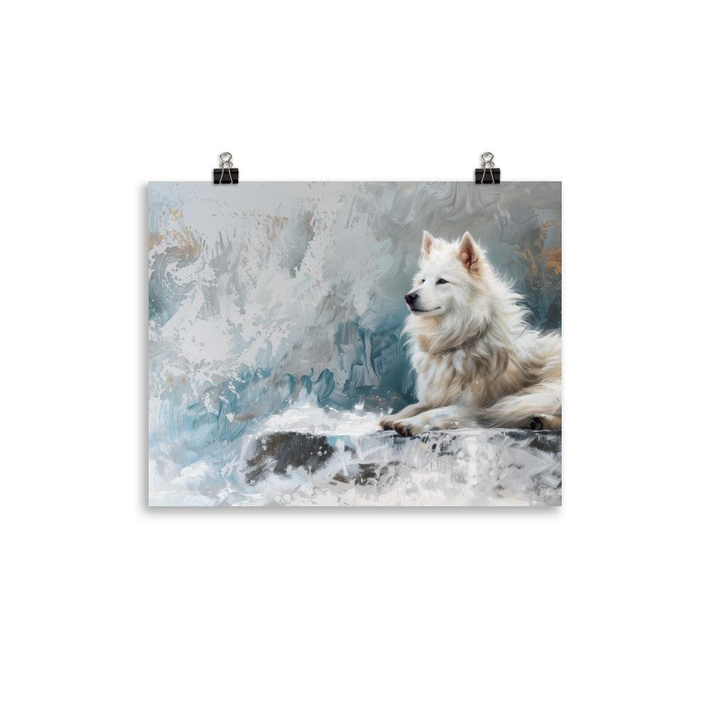 Icelandic Sheepdog Winter Landscape Painting Poster - Oh Posters