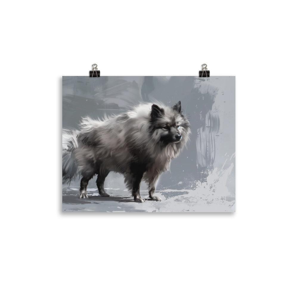 Keeshond in Winter Abstract Art Poster - Oh Posters