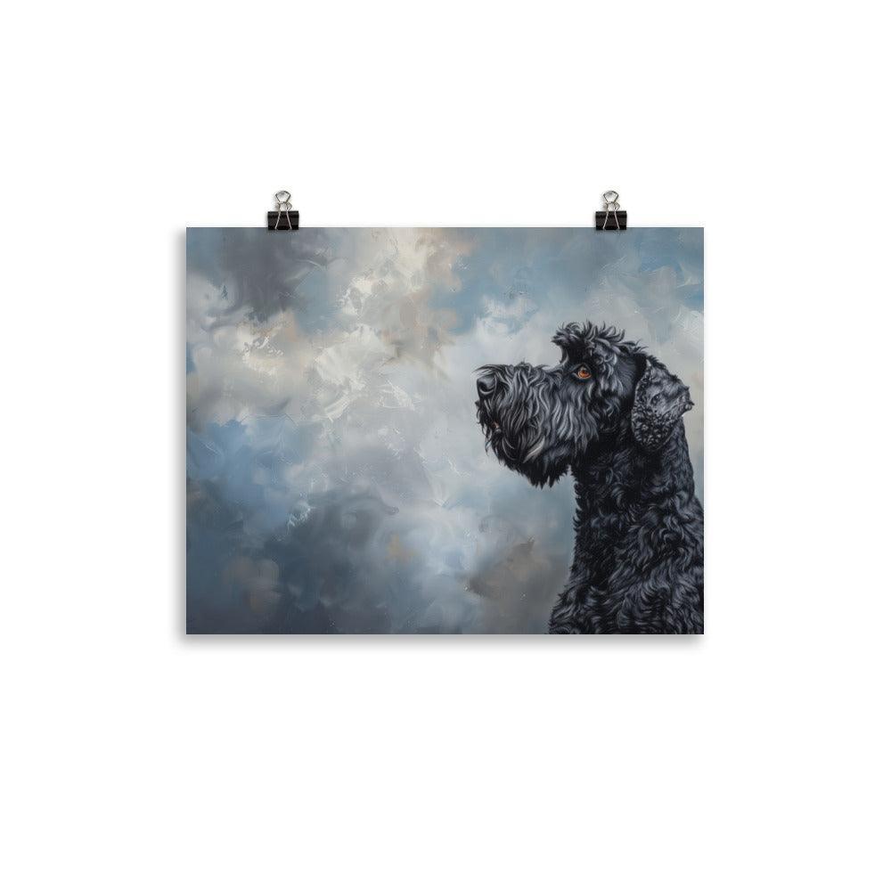 Kerry Blue Terrier Side Profile Painting Poster - Oh Posters