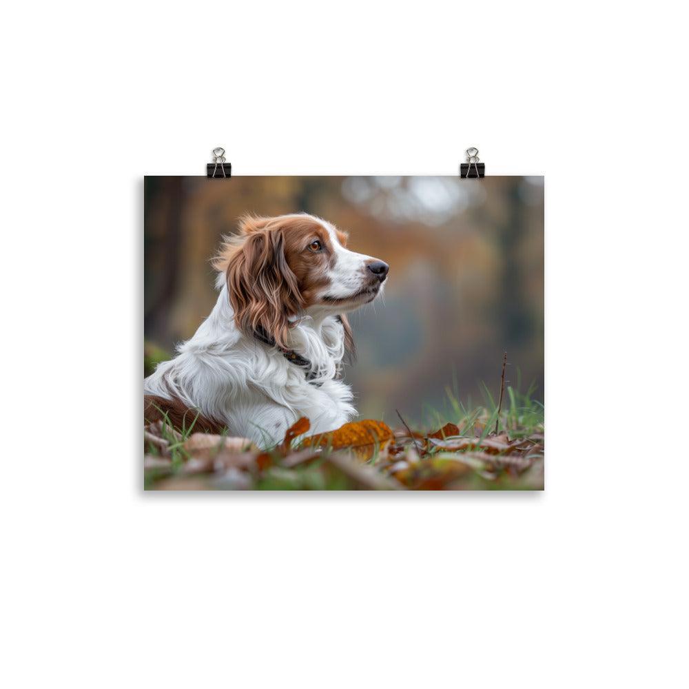 Kooikerhondje Resting in Autumn Leaves Photograph Poster - Oh Posters