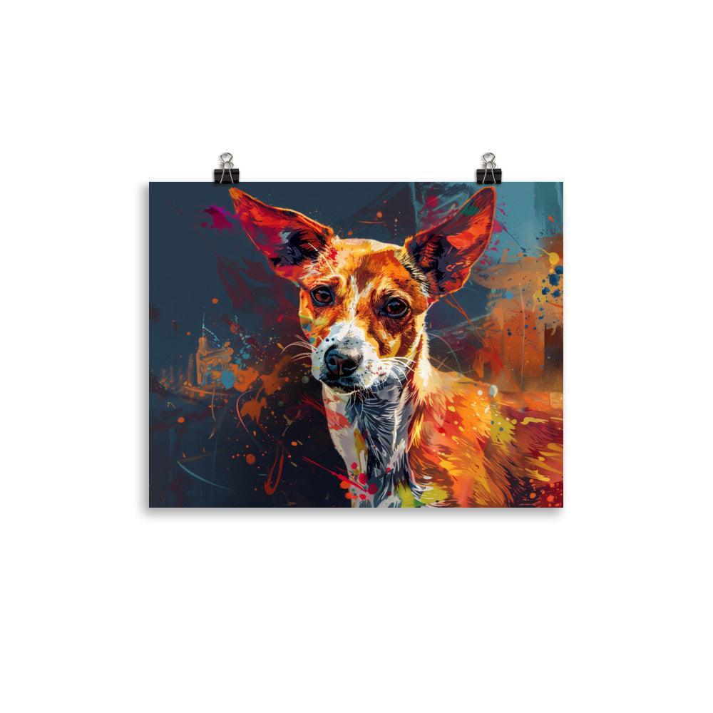 Portuguese Podengo Colorful Abstract Dog Portrait Poster - Oh Posters