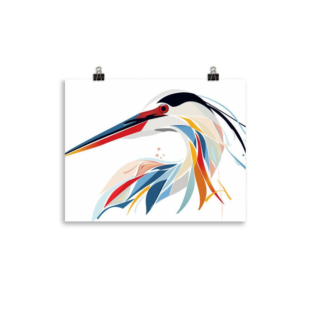 Egret Vibrant Abstract Design Art Poster - Oh Posters