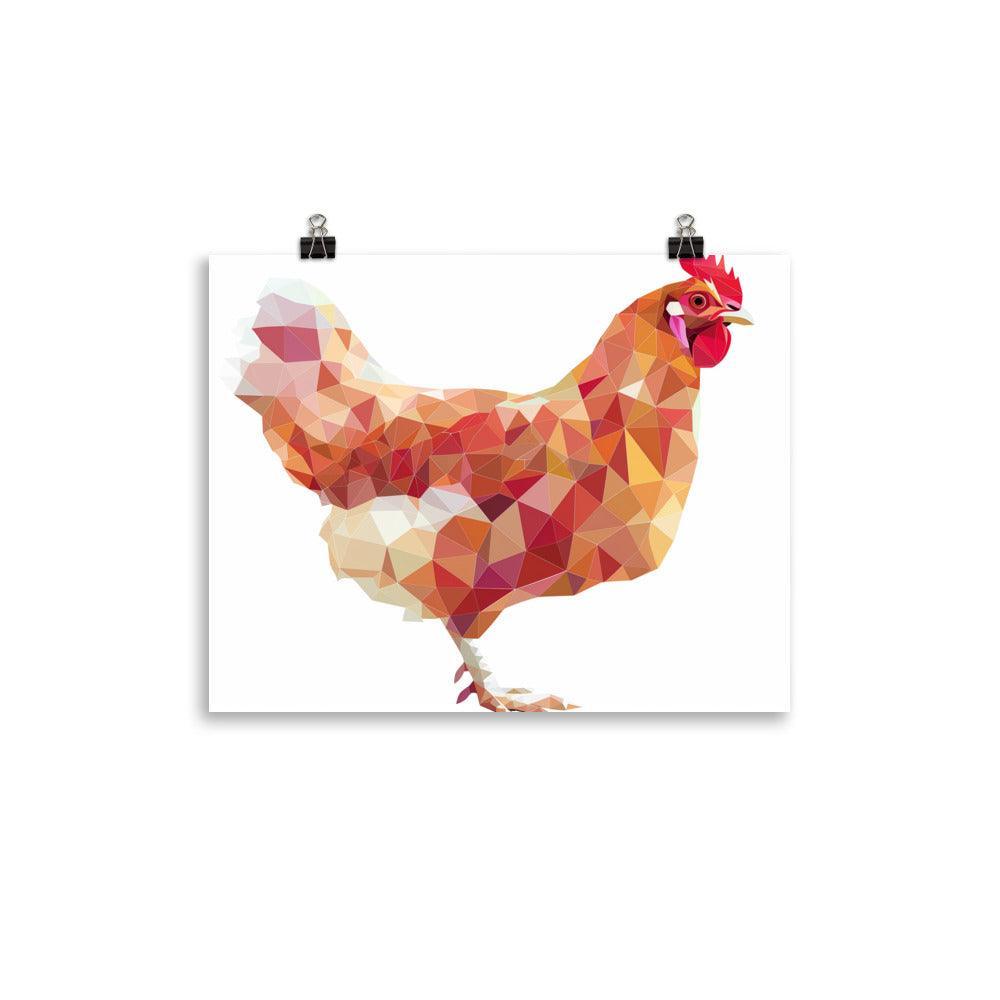 Chicken Low Poly Geometric Art Poster - Oh Posters