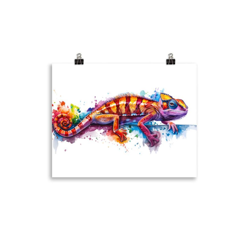 Colorful Chameleon Vibrant Splash Art Poster - Oh Posters