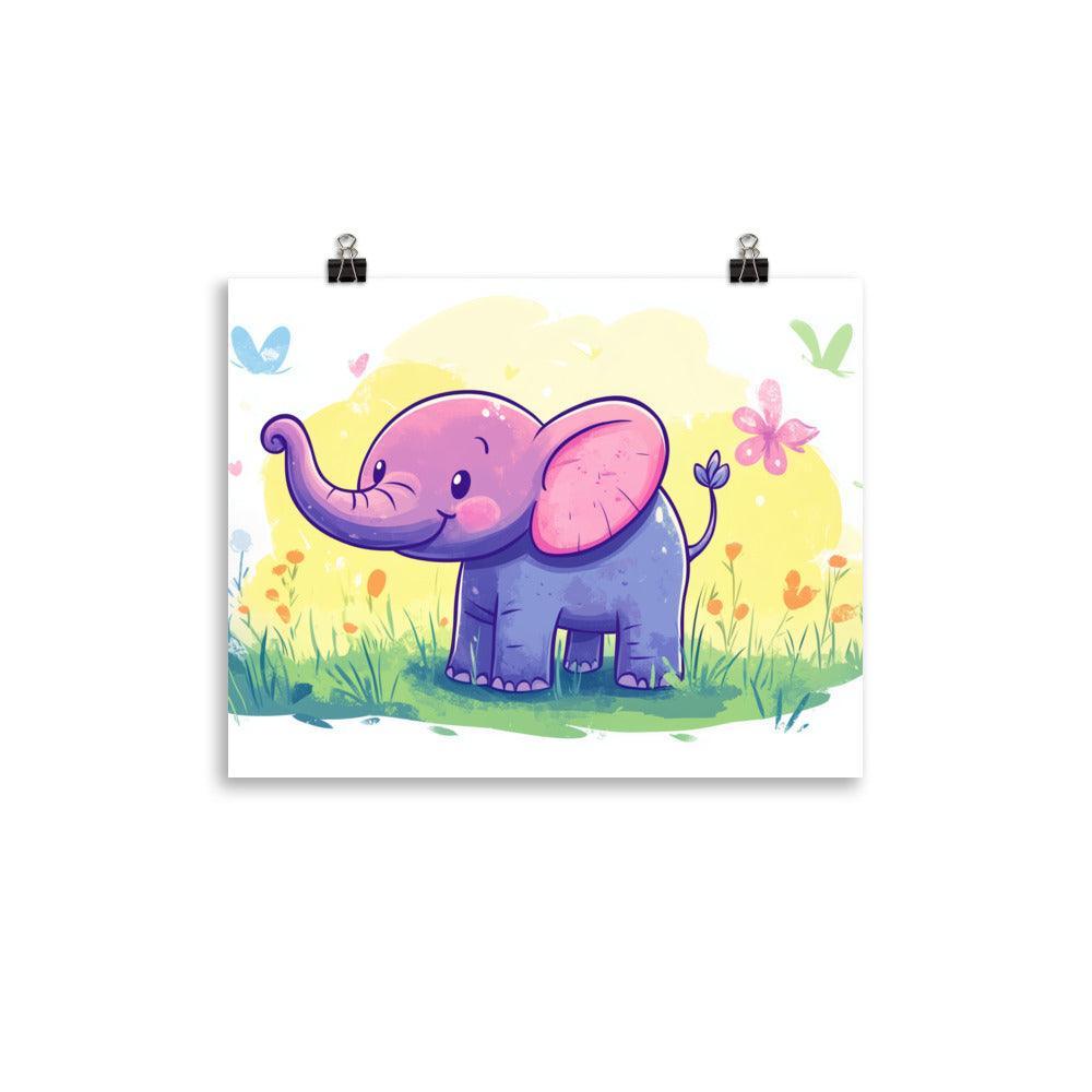 Cute Kids Elephant Cartoon Illustration Poster - Oh Posters