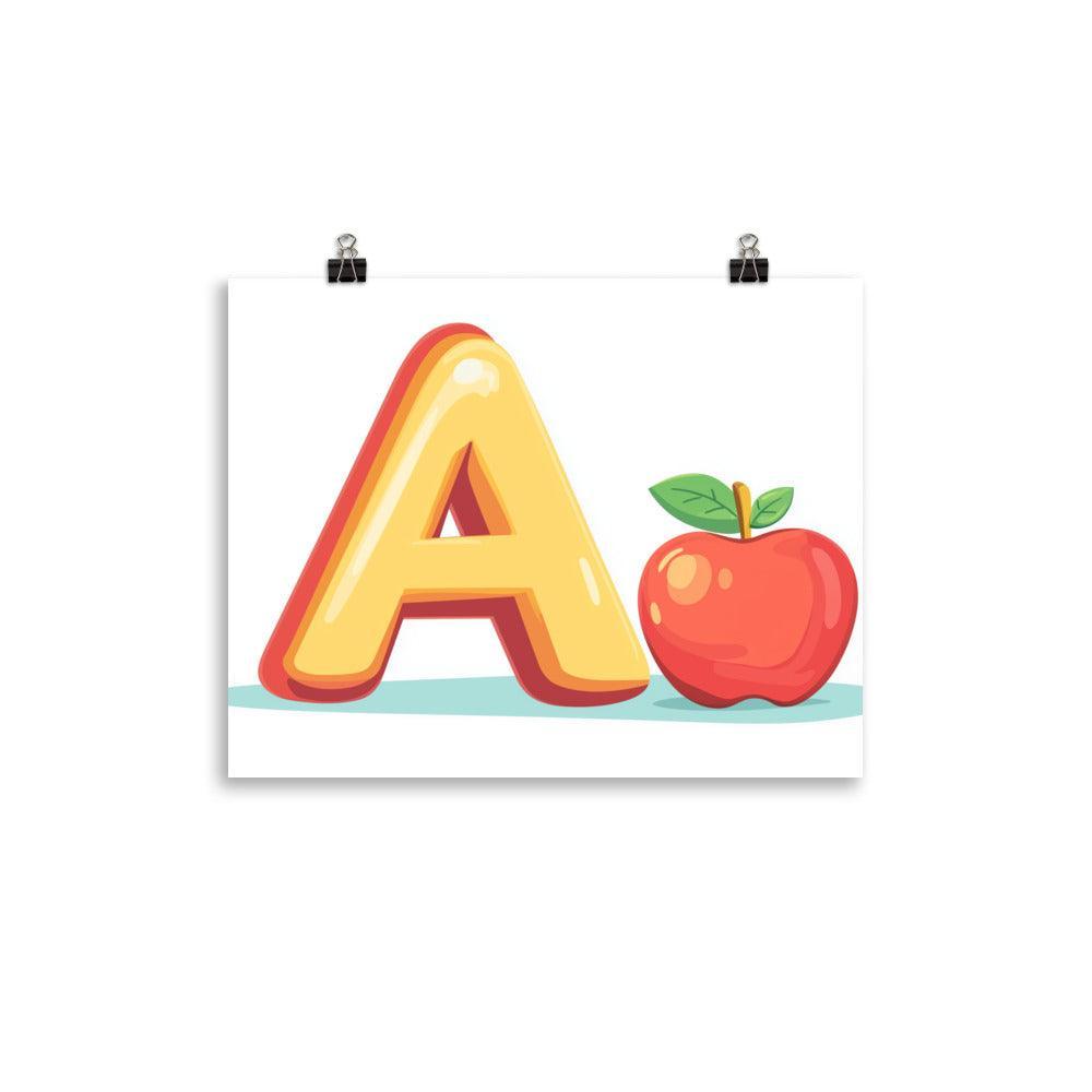 Kids Alphabet Letter A with Apple Educational Poster - Oh Posters