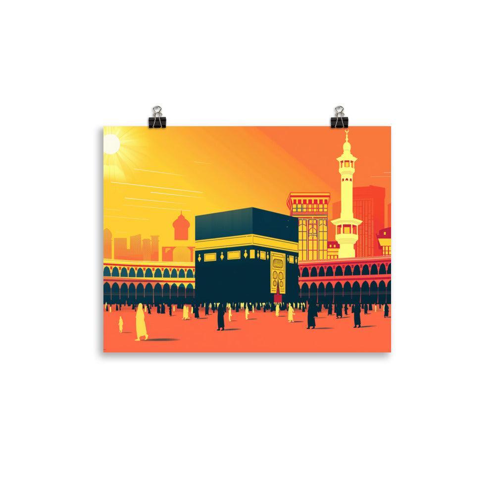 Kaaba Mecca Islamic Architecture Sunrise Illustration Poster - Oh Posters