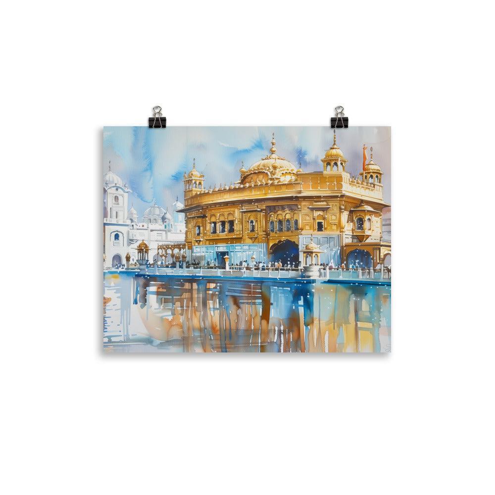 Golden Temple Sikh Architecture Watercolor Art Poster - Oh Posters