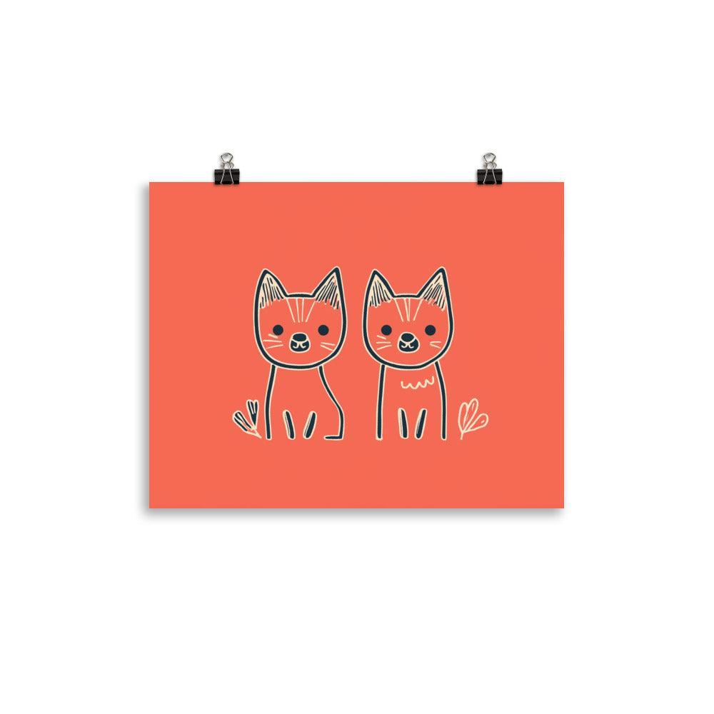 Cartoon Minimalist Dingos Digital Illustration Poster - Oh Posters