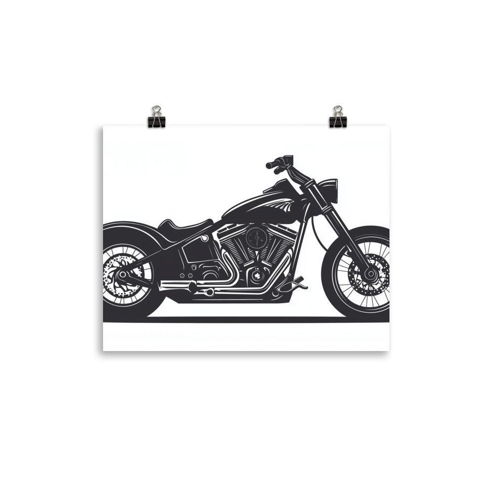 Retro Style Motorcycle Line Art Illustration Poster - Oh Posters