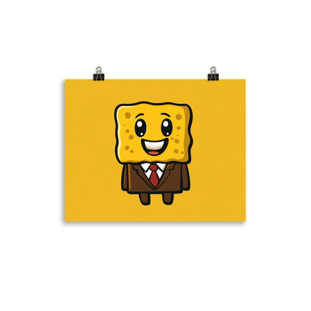 Cute Sponge Character in Suit Playful Cartoon Art Poster - Oh Posters