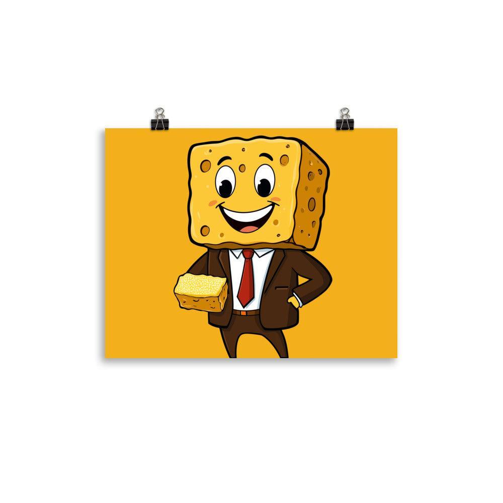 Sponge Cartoon Character in Business Suit Digital Art Poster - Oh Posters