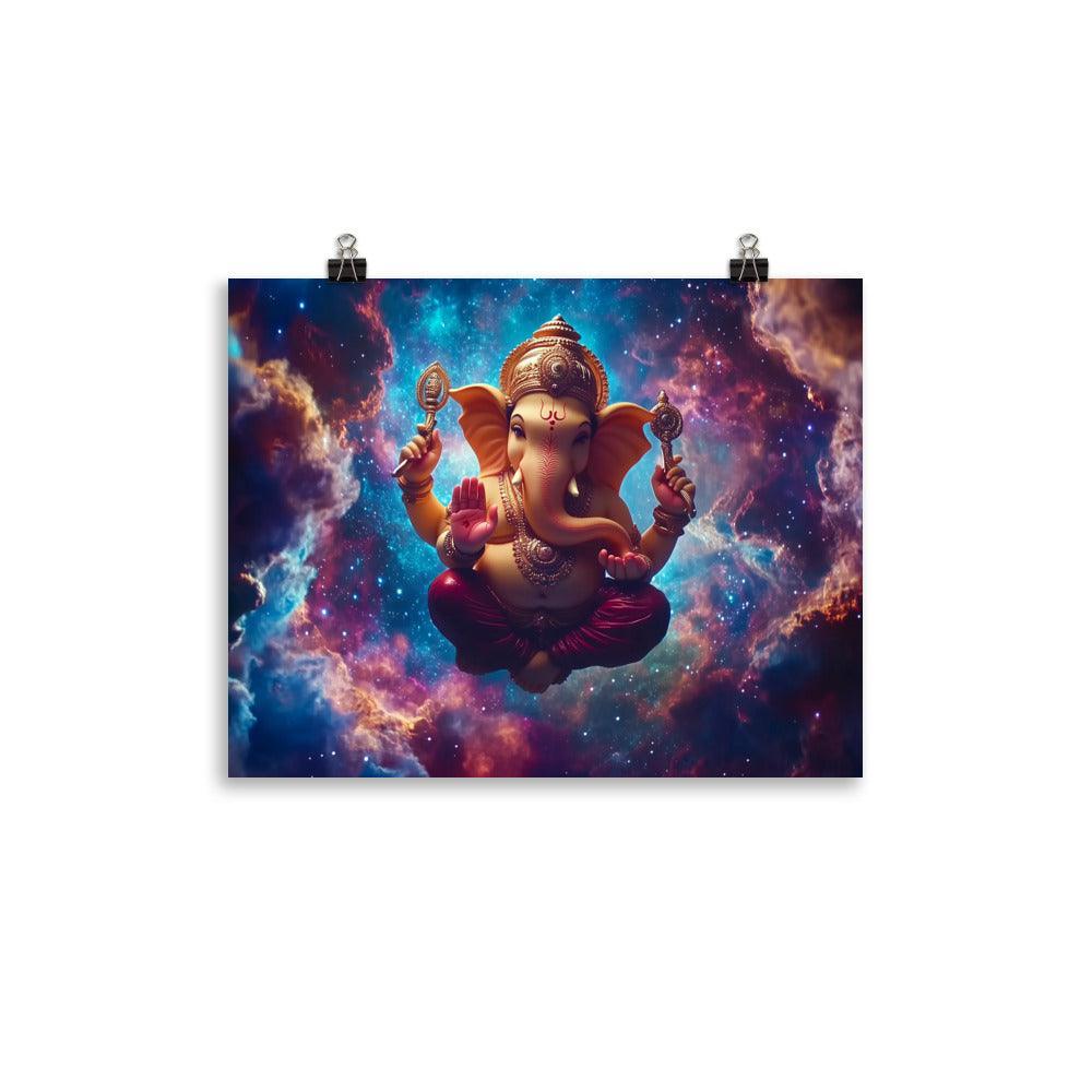 Ganesh with Cosmic Aura Mystical Space Artwork Poster - Oh Posters