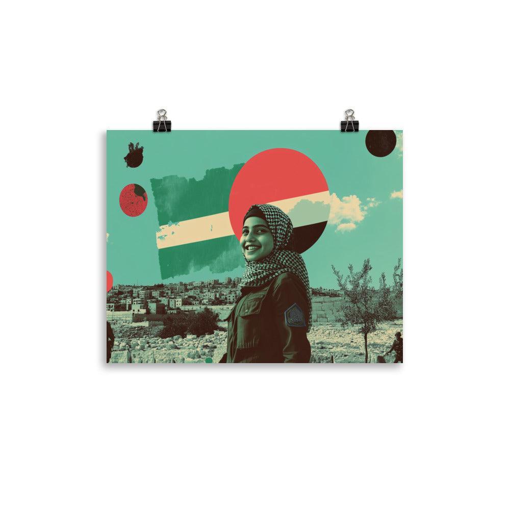 Palestinian Girl Smiling Pop Art Collage Poster - Oh Posters
