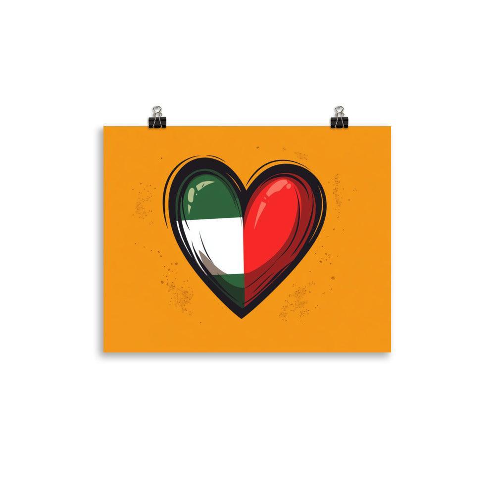 Palestinian Heart Flag Symbol on Orange Background Poster - Oh Posters