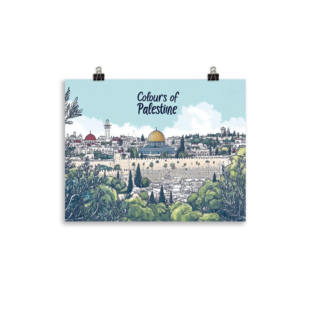 Colours of Palestine Dome of the Rock Landscape Art Poster - Oh Posters