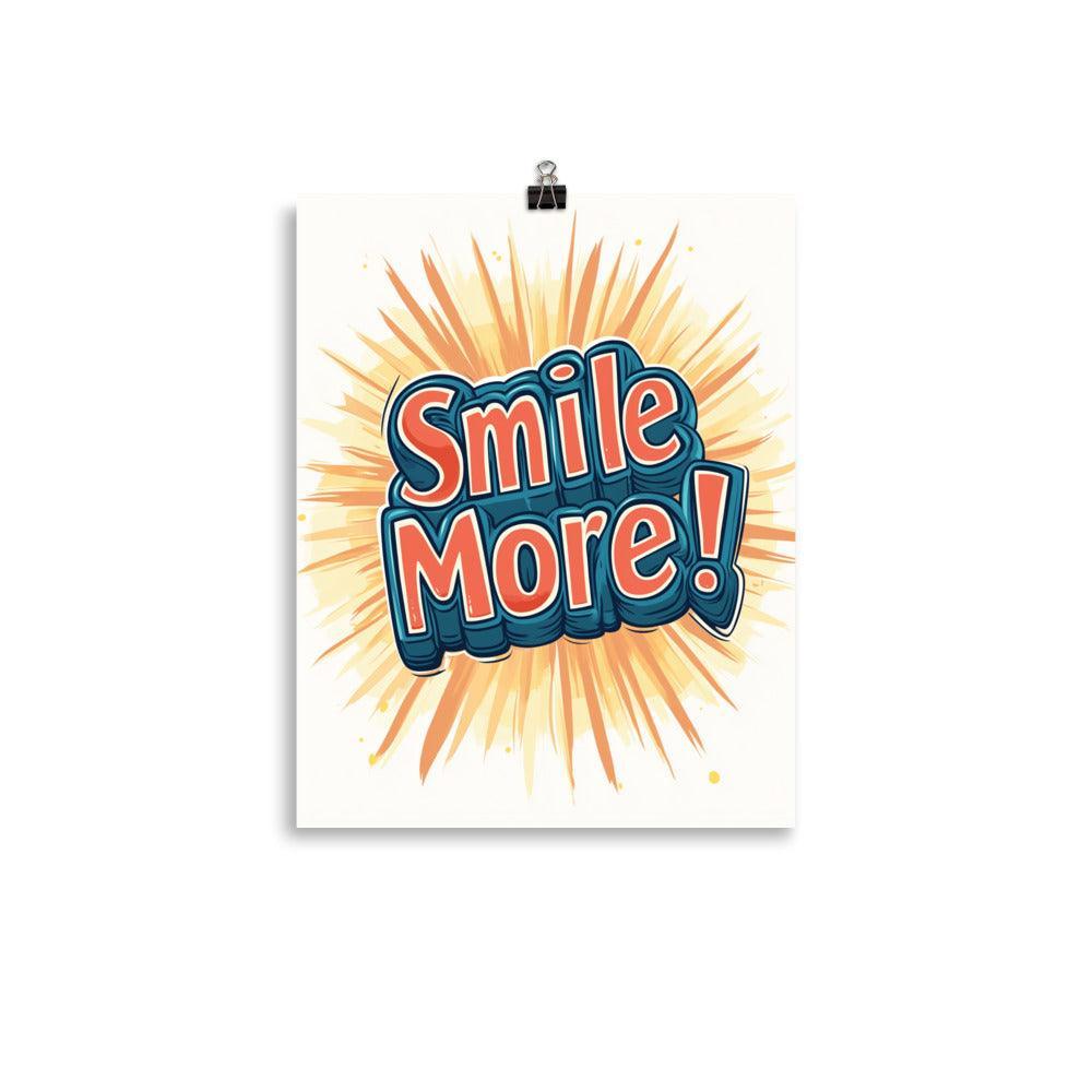 Smile More Playful Typography with Bright Sunburst Poster - Oh Posters