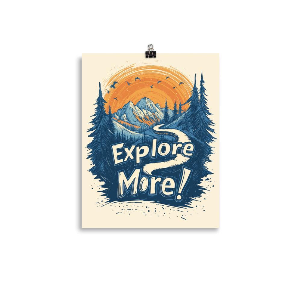 Explore More Scenic Mountain Illustration with Forest and Orange Sun Poster - Oh Posters