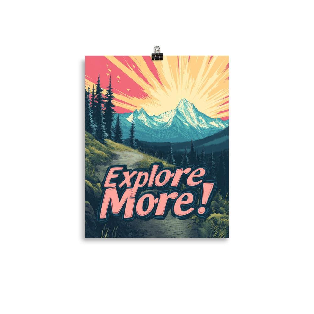 Explore More Mountain Sunset Scene with Pathway and Pink Sky Poster - Oh Posters