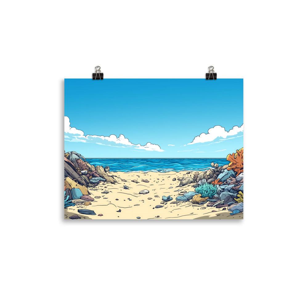 Beach Cleanup Coastal Serenity Artwork for Ocean Lovers Poster - Oh Posters
