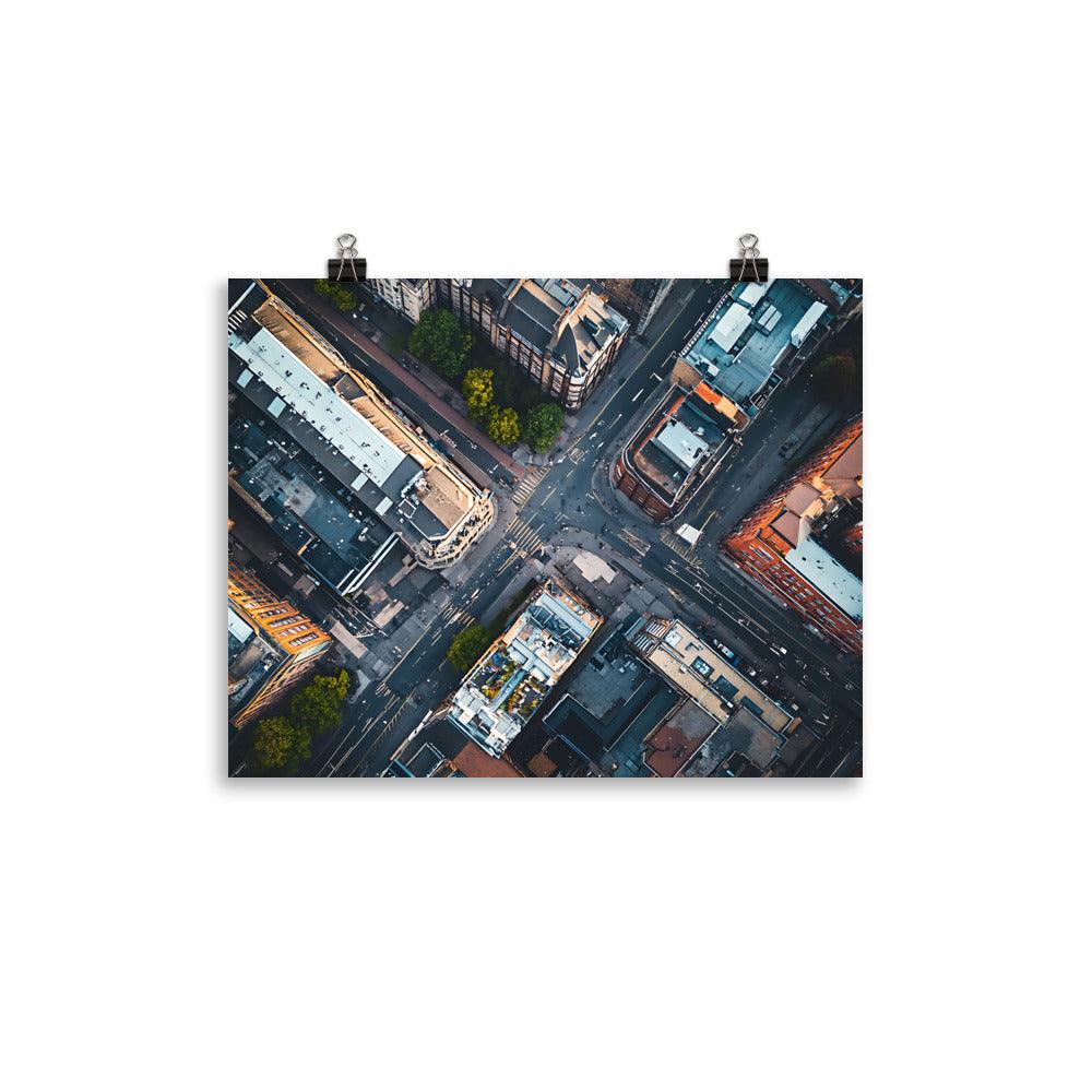 Manchester Urban Aerial View Cityscape Poster - Oh Posters