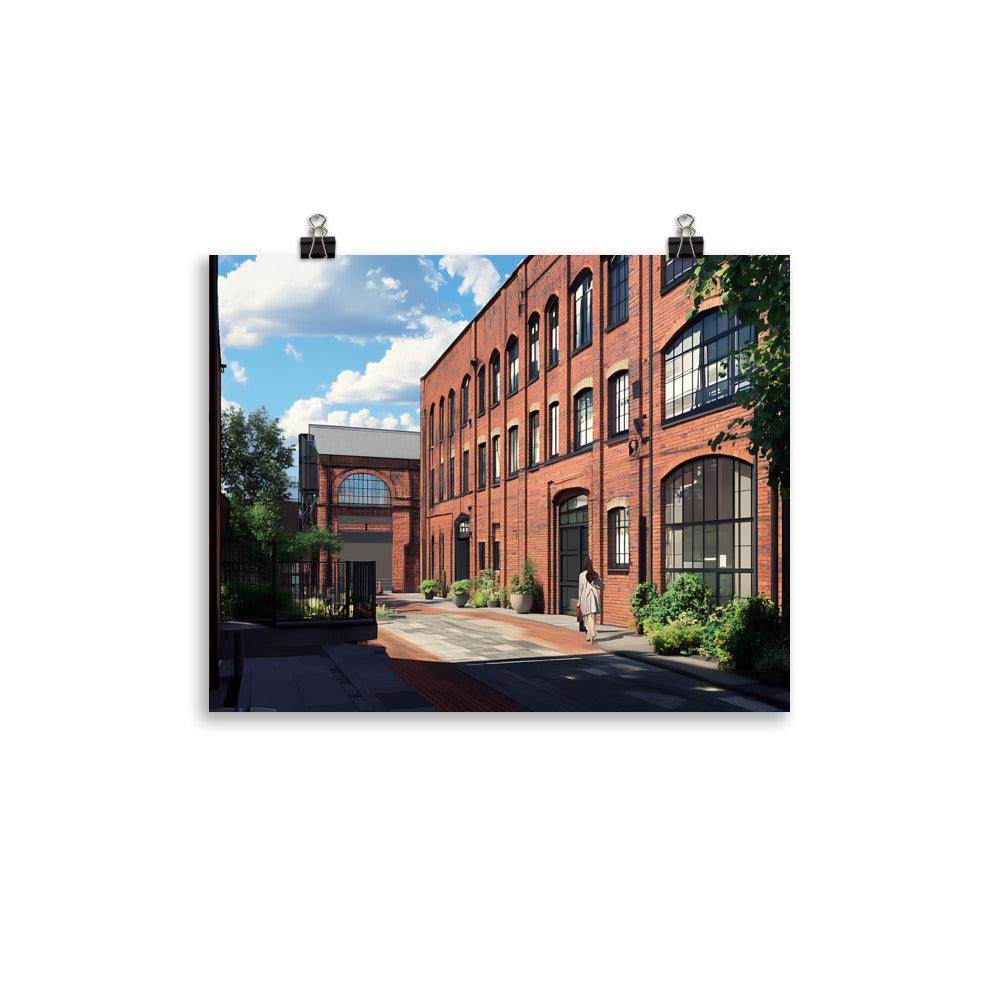 Manchester Vintage Architecture Urban Charm Red Brick Street Scene Poster - Oh Posters
